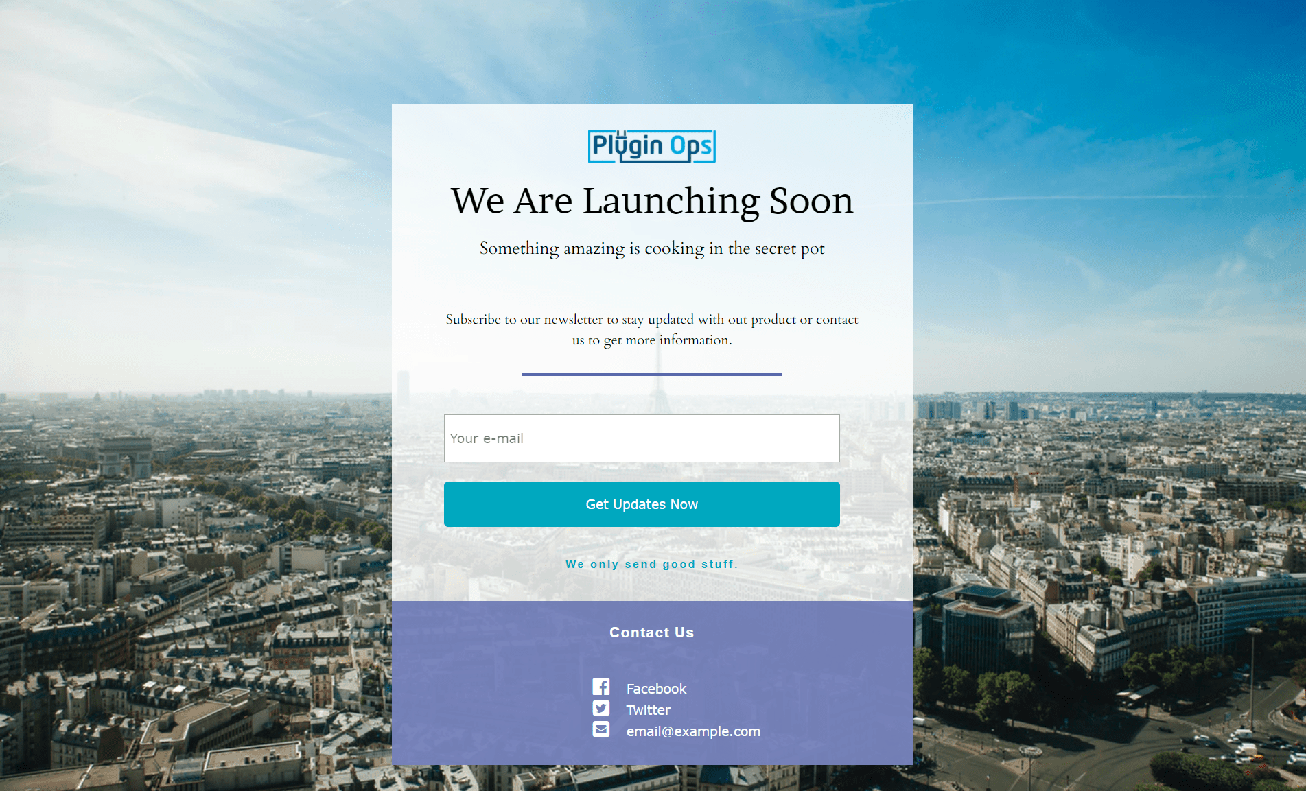 A template you will get with this plugin by PluginOps.