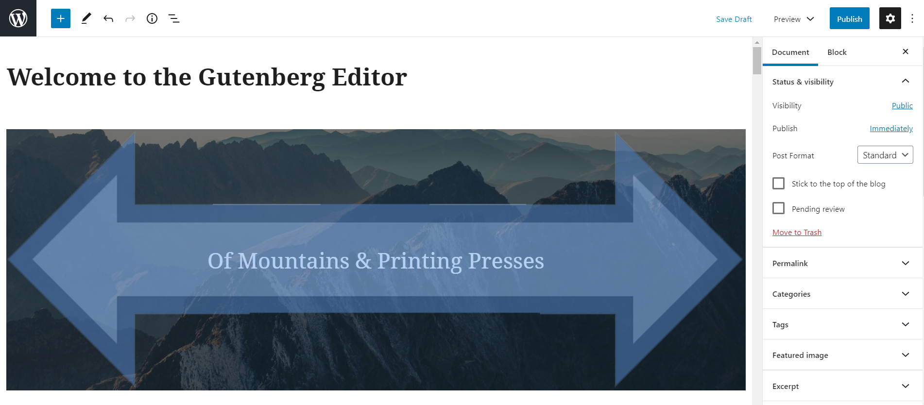 Full width editor screen