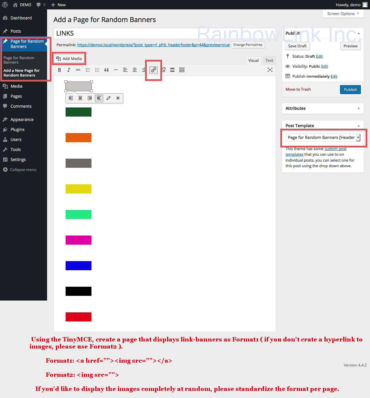 screenshot-3.jpg: Creating a page using the “Page for Random Banners [Header Footer]” template.