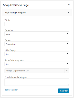 The widget settings.