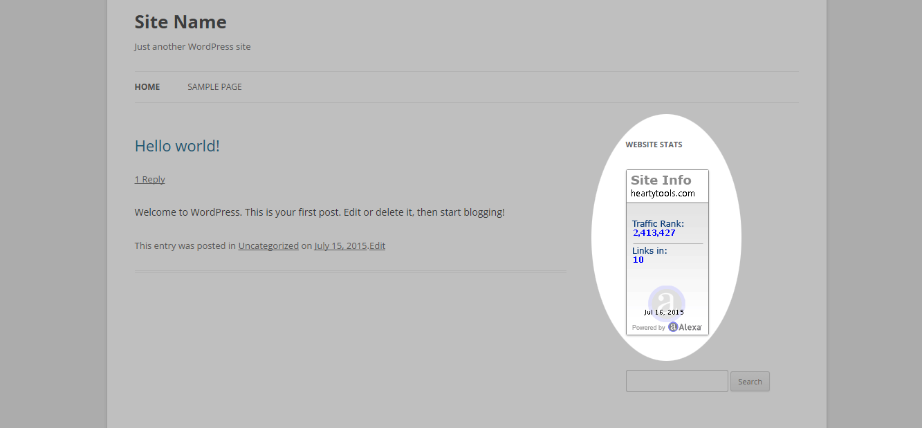 Style 2: Screenshot of blog page with Alexa Google Page Rank widgets.