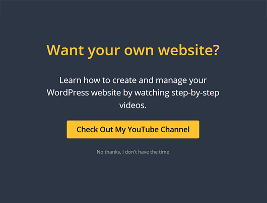 Example of a full-screen popup.