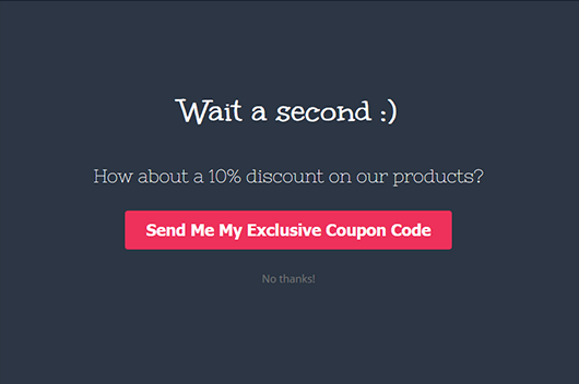 Example of a full-screen popup.