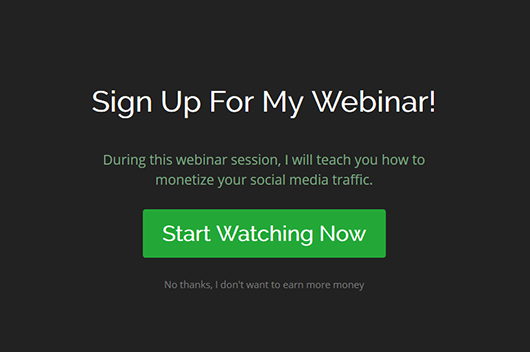 Example of a full-screen popup.