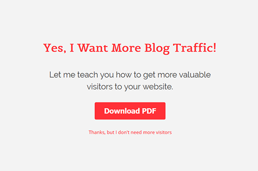 Example of a full-screen popup.