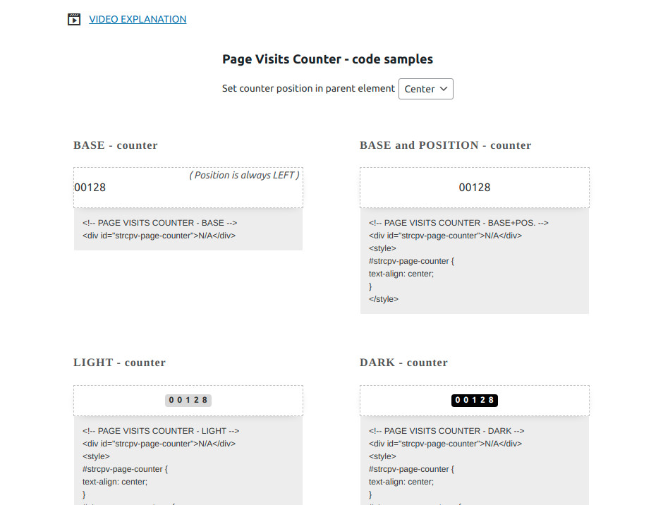 DISPLAY COUNTER ON WEBSITE FRONTEND - code samples
