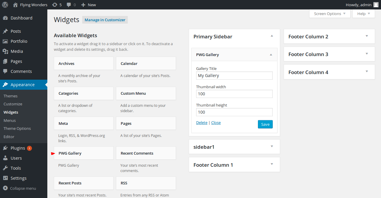 screenshot-1 shows the admin widget area section