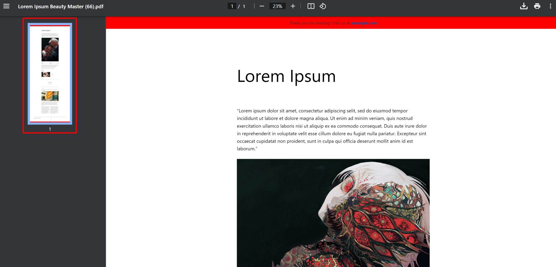 Preview of a generated PDF document.