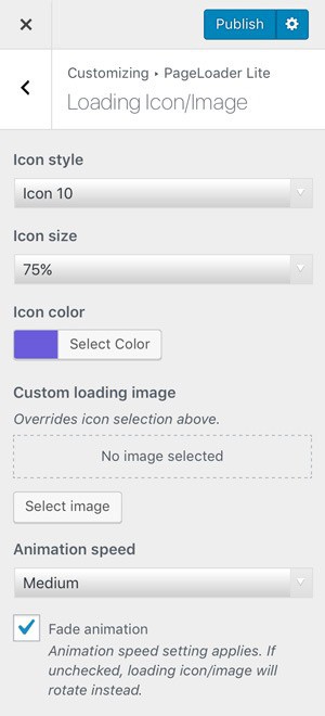 Loading Icon/Image settings