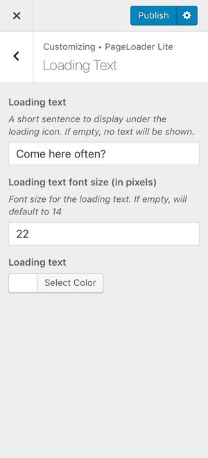 Loading Text settings