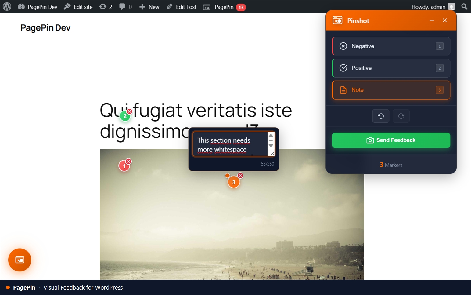 Pinshot tool — annotate pages with markers and notes