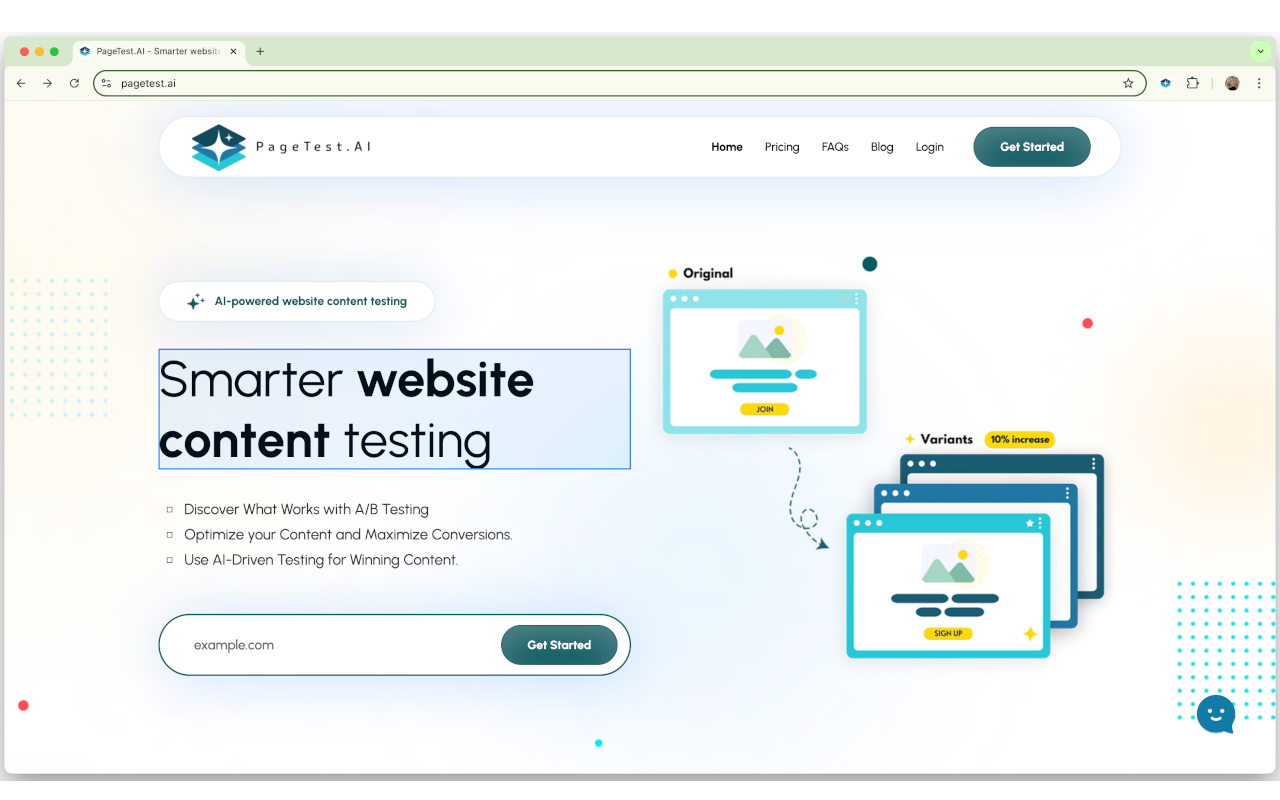 Simple Element Selection – Click on any text or button to create a new test variation—no coding required.