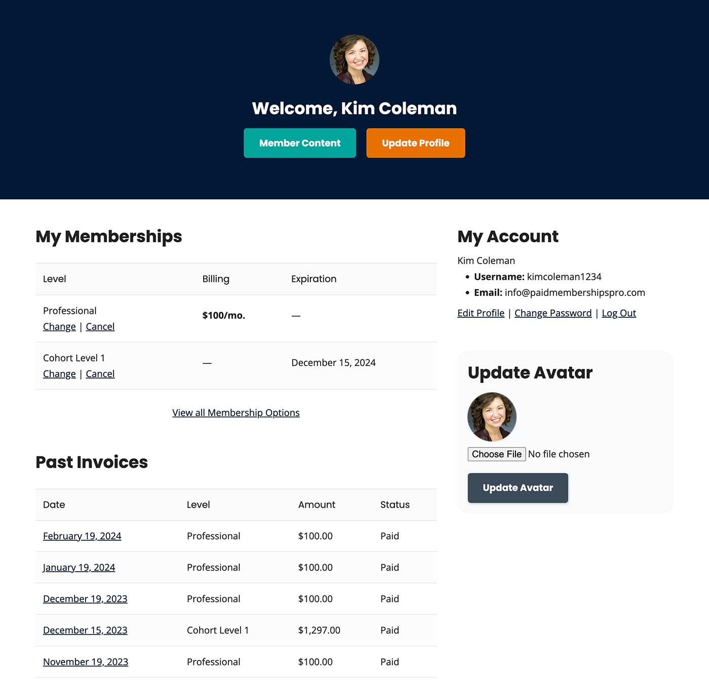 Optimized Membership Checkout page that blends seamlessly into your WordPress site. Fields captured at checkout can be modified with other Add Ons.