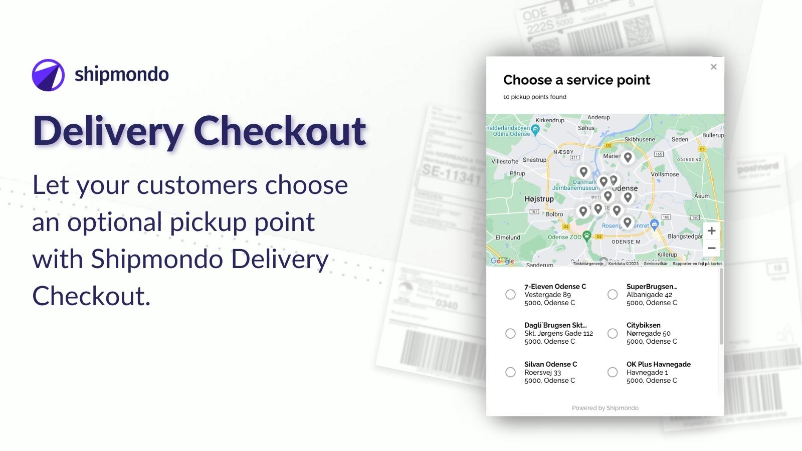 Let your customers choose pickup point and parcelshop in checkout