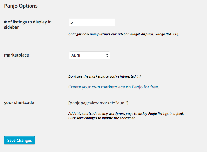 settings page