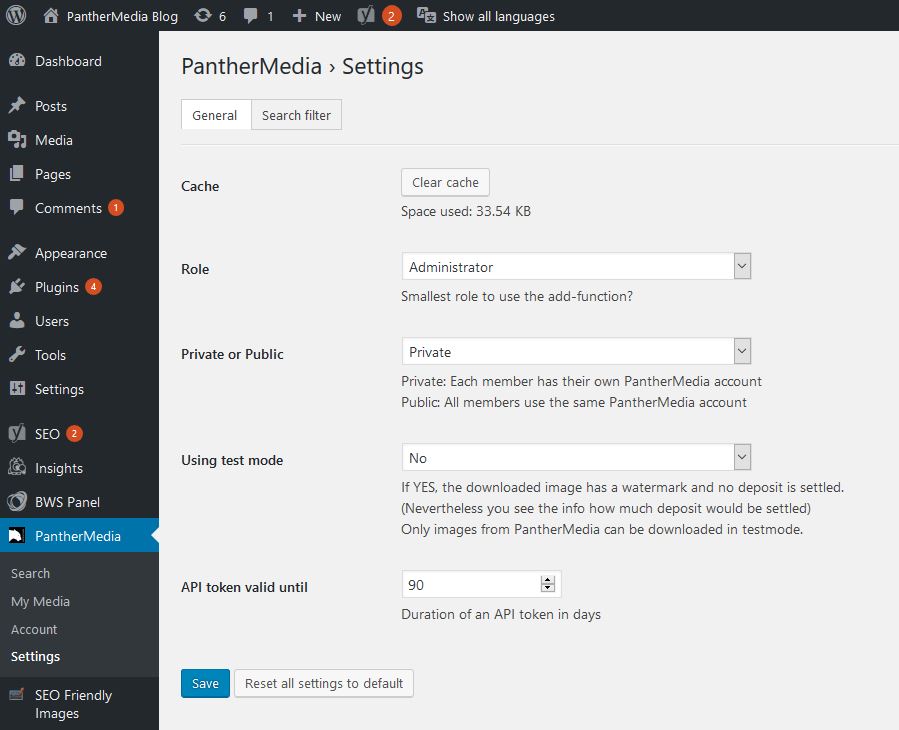 Settings plugin