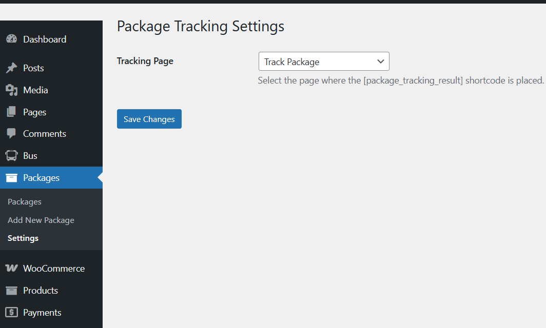 Seetings page for tracking result page