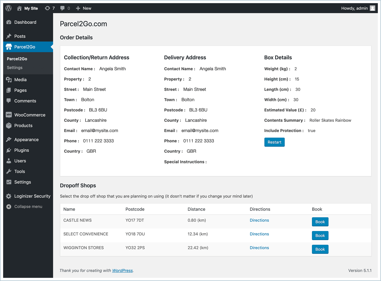 Further down the settings page you can set a default box size and weight. You can also include