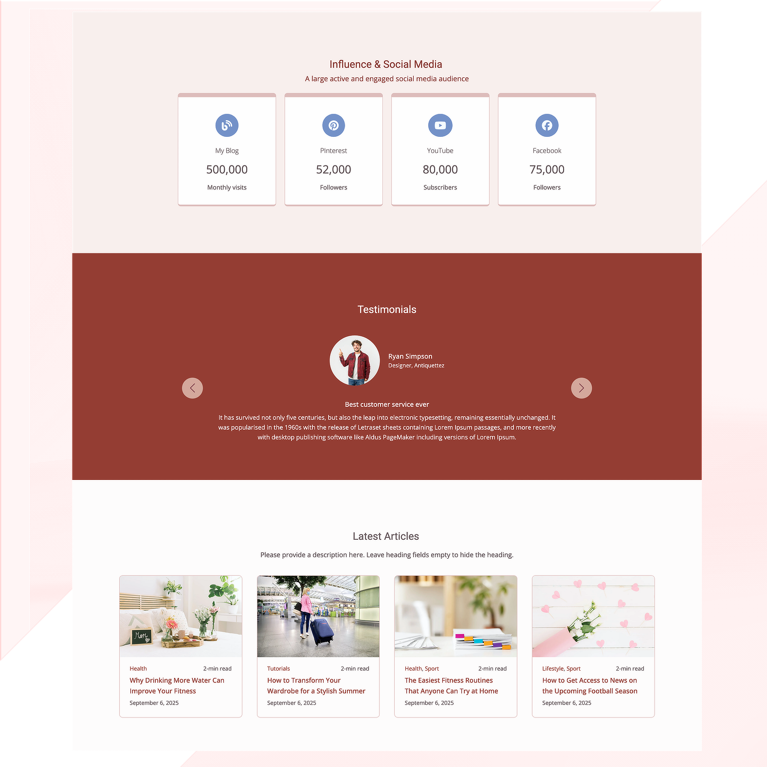 Sample Online Store Home