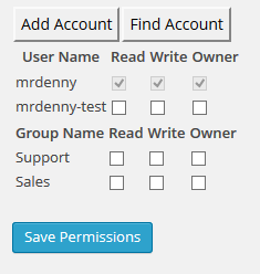 Editing permissions on an account.