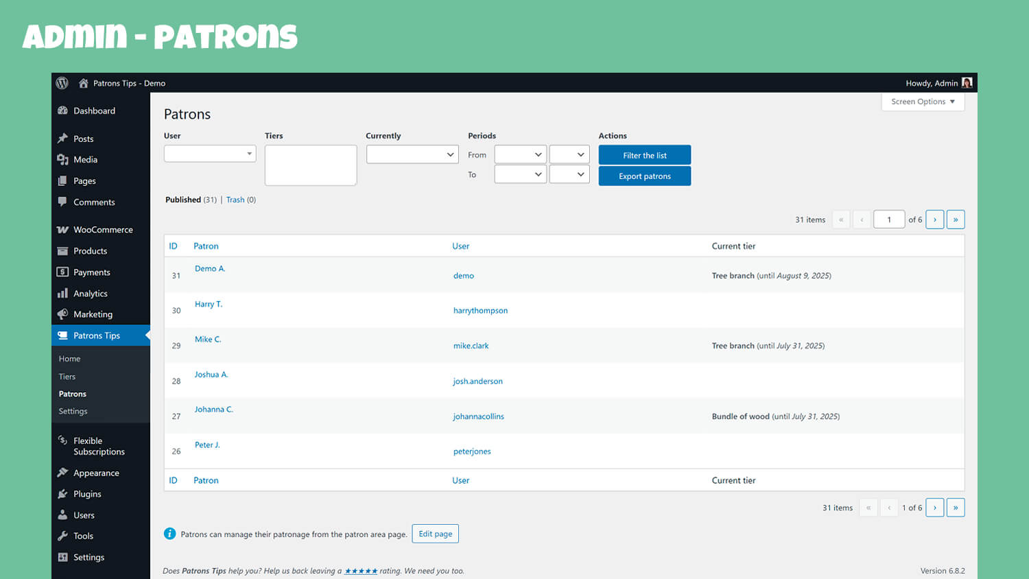 A provided page to make your patronage attractive and get new patrons.