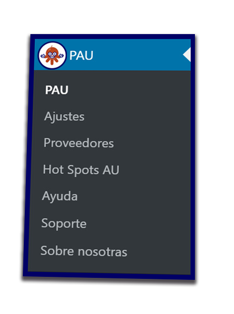 Screenshot 1: PAU universal accessibility panel in a web
