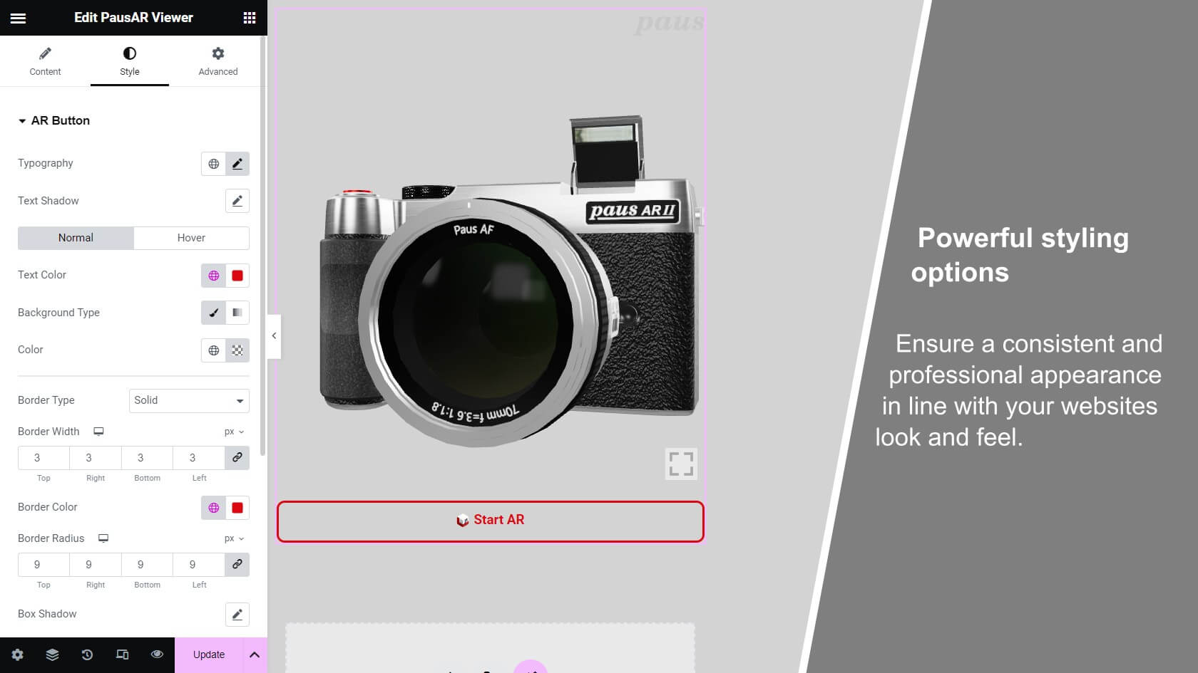 PausAR Viewer is highly customizable and meets all your styling needs