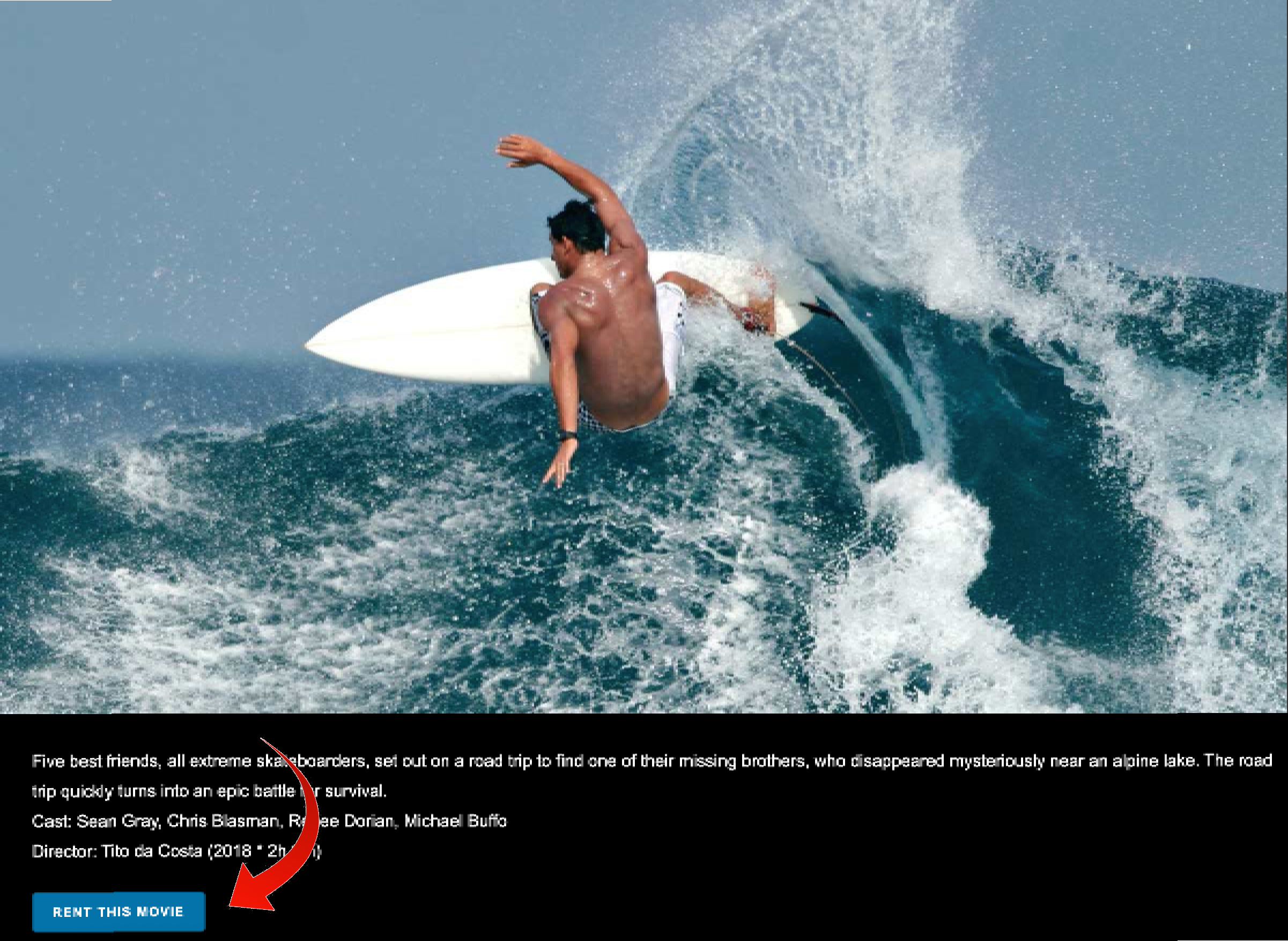 Rental button on a page