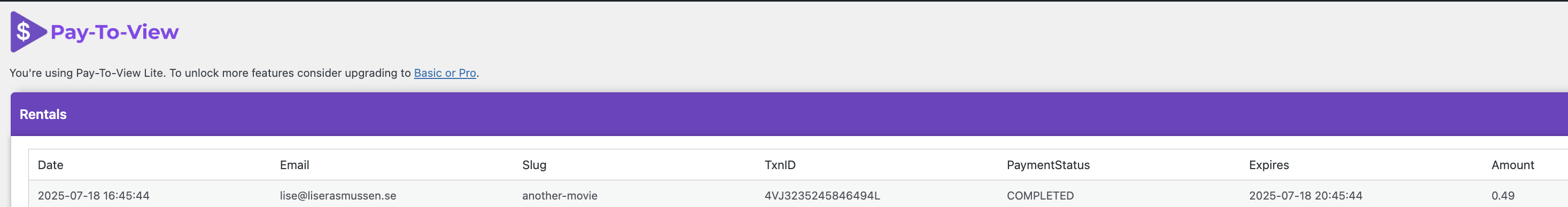 Media visible after payment