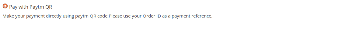 Paytm QR details on order recieved page.