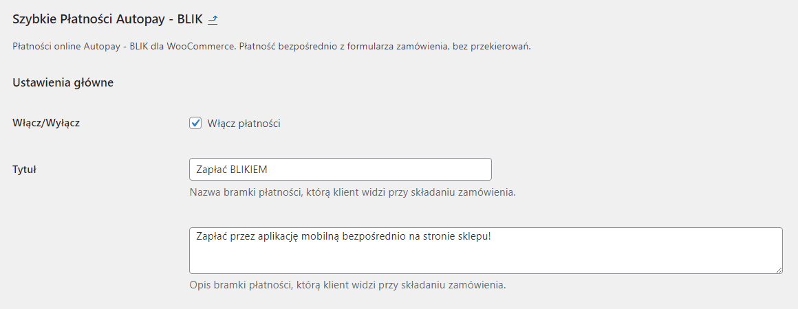 Metody płatności Autopay i BLIK w formularzu zamówienia WooCommerce