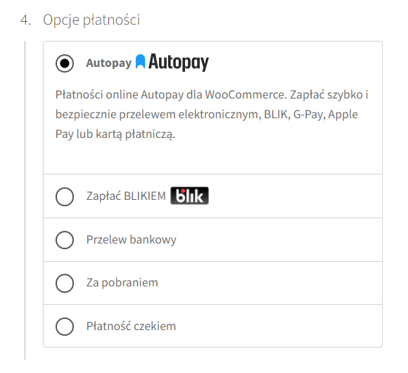 Widok płatności BLIK bezpośrednio w WooCommerce