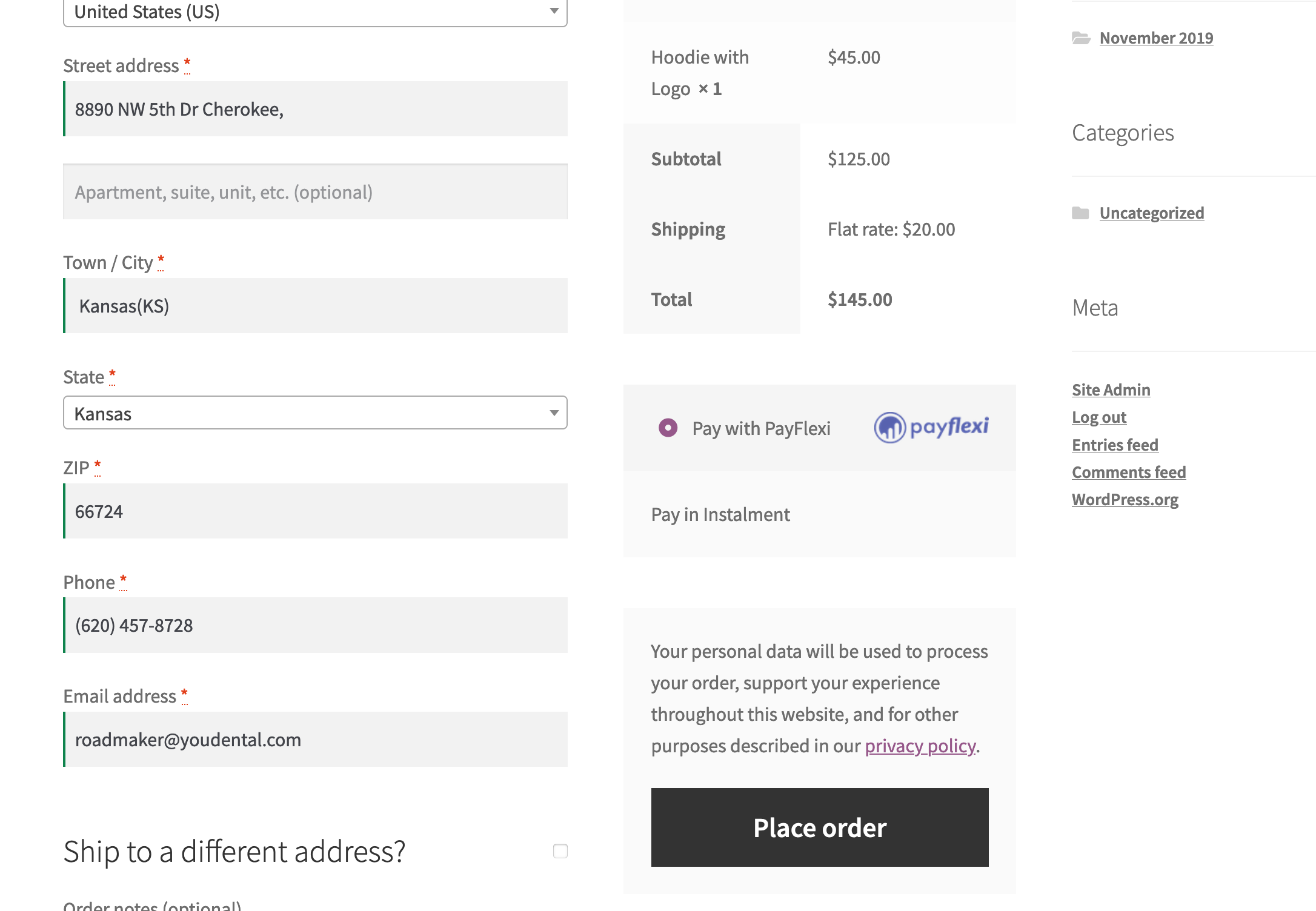 PayFlexi Woocommerce Payment Gateway on the checkout page