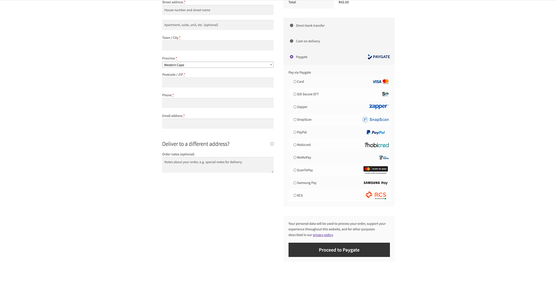 WooCommerce Admin Paygate Additional Settings continued