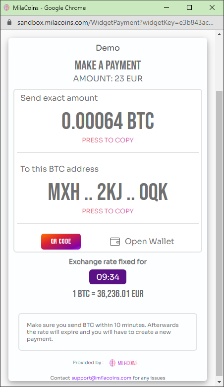 MilaCoins payment processor - make payment