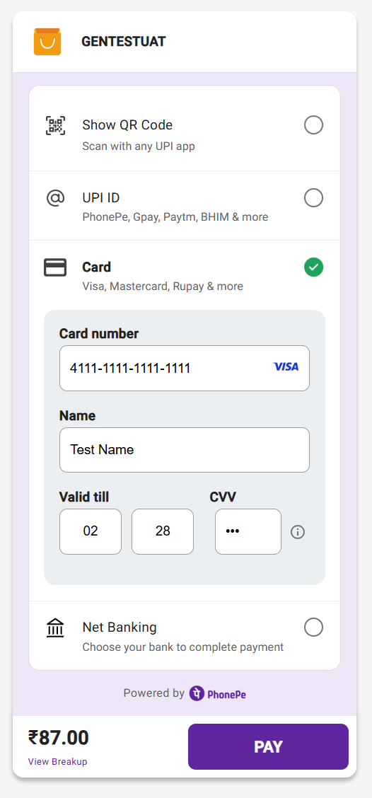 Payment Page.