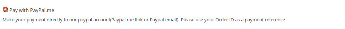 Pay with PayPal.Me option on checkout page.