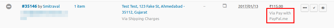 Order placed using Paypal.Me Payment method( Order status will be On-hold ).