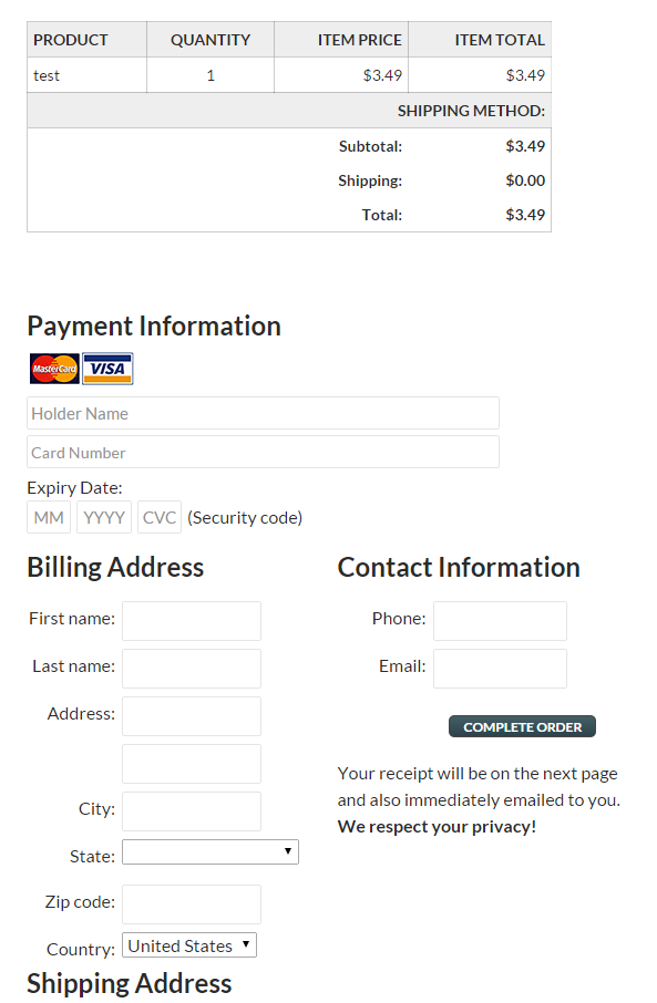 Cart66 lite Payment Form