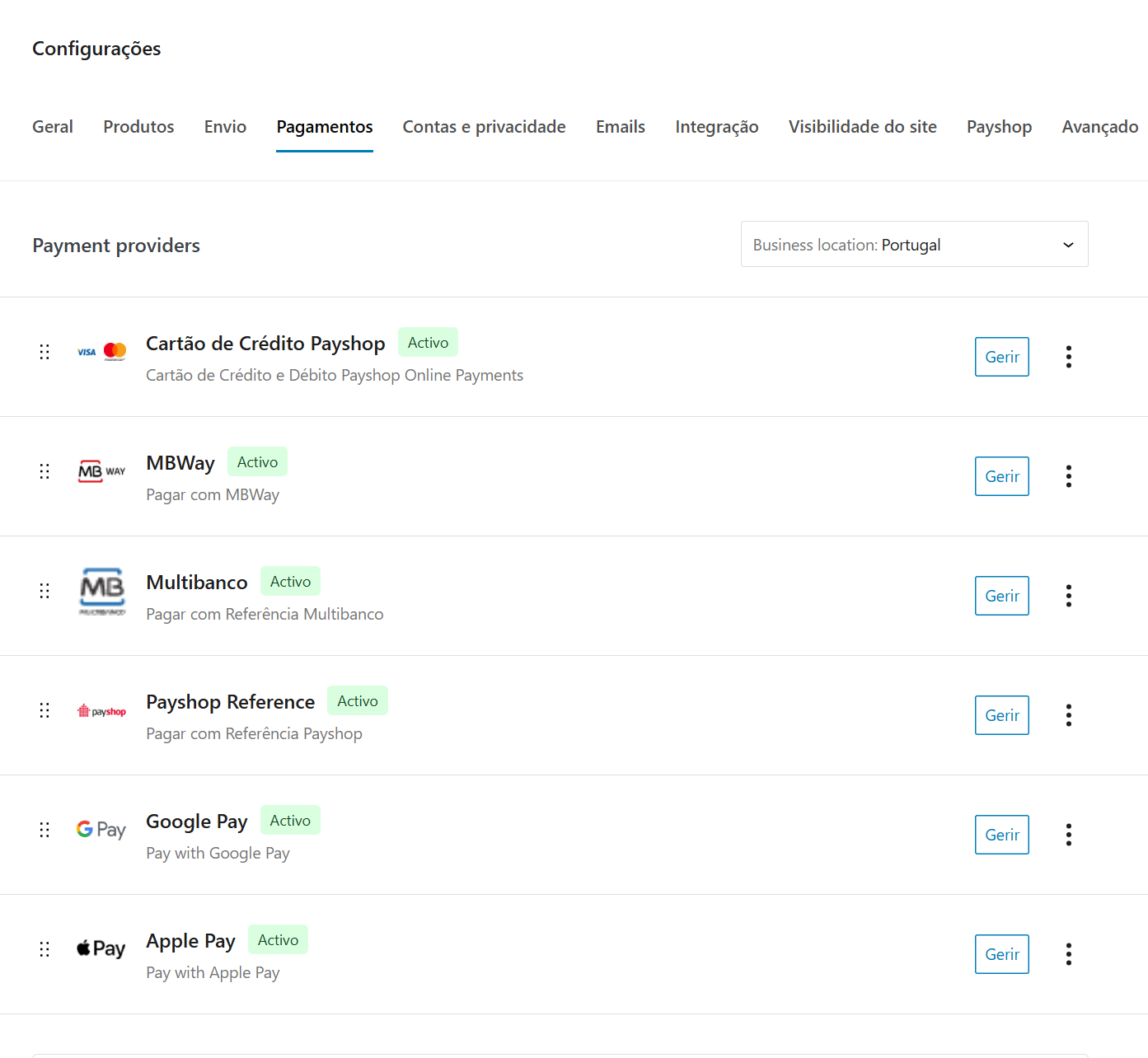 Checkout view with Payshop options