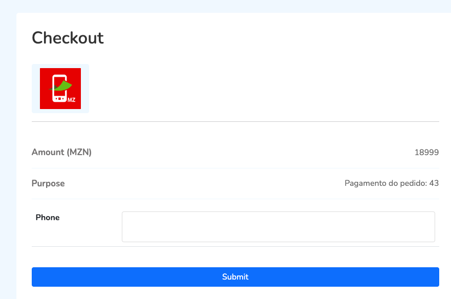 Configuração das credenciais método de pagamento Paysuite.