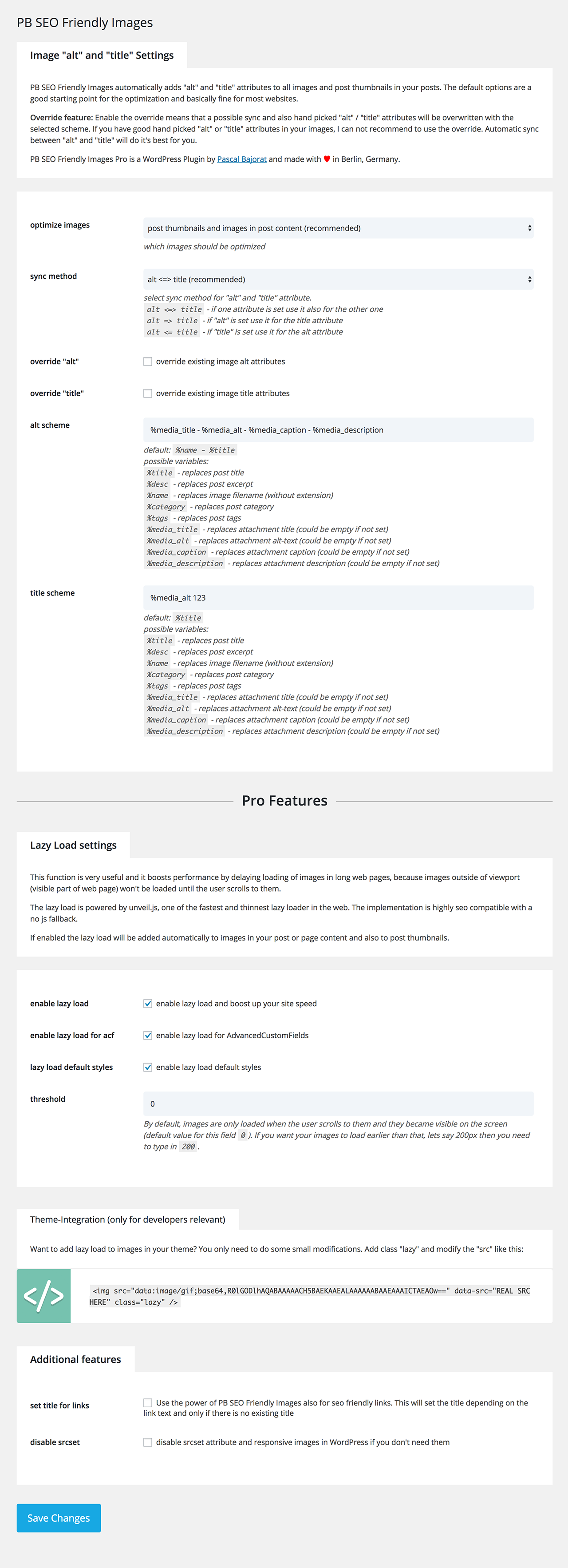 Plugin Settings