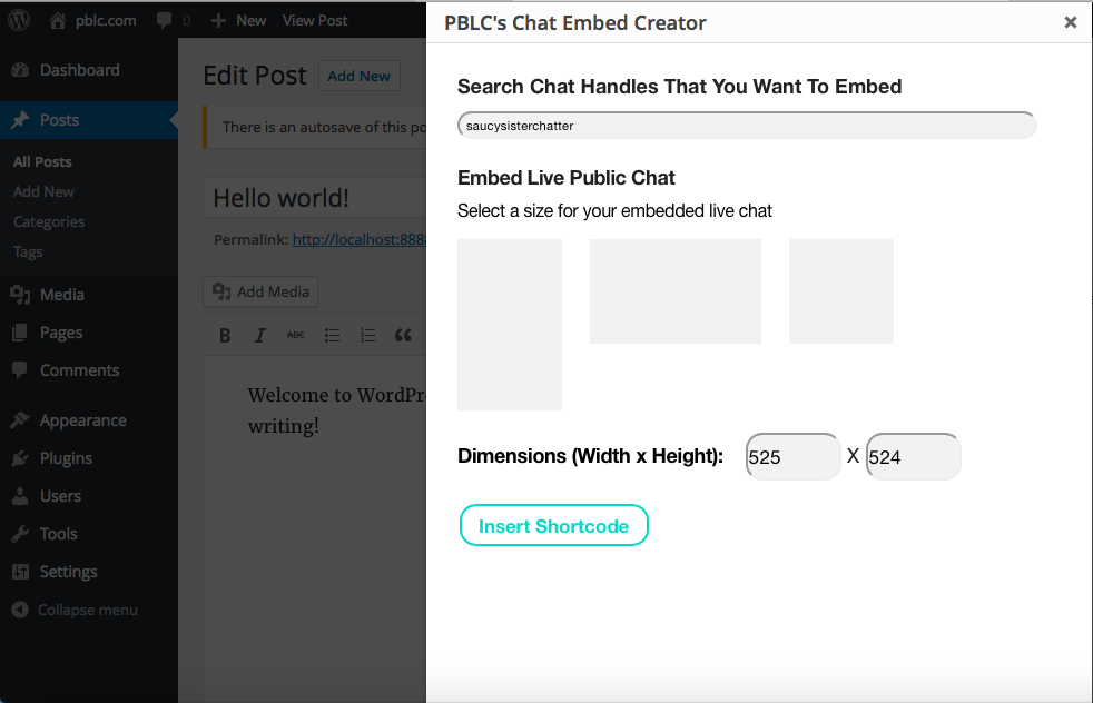 Don’t like those options? You can customize them yourself! Once you’re done, press insert shortcode.