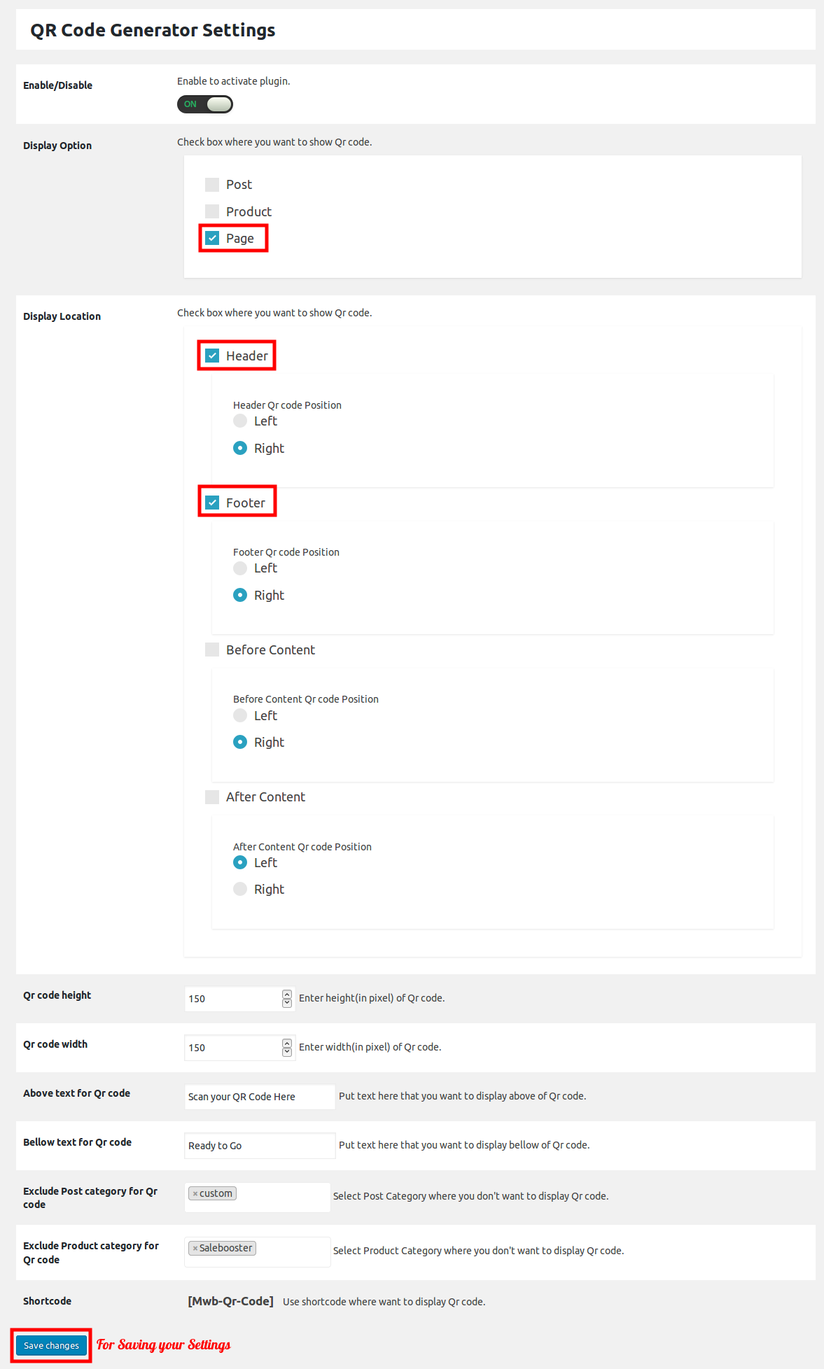Select a condition to show QR code only on Posts