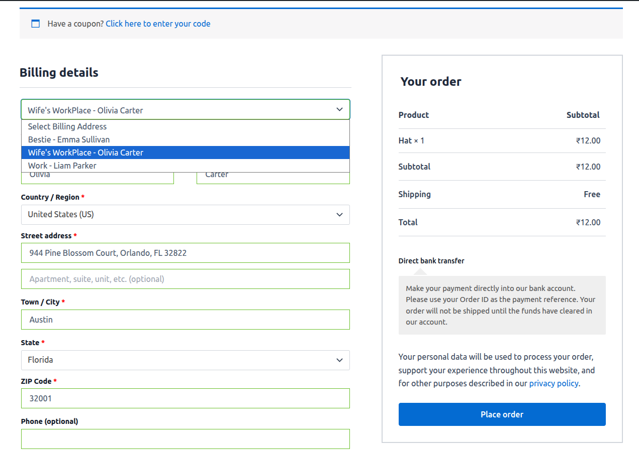Add New Address Modal