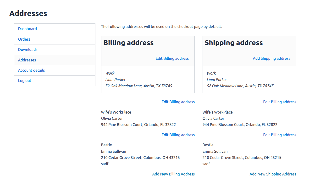 Set Default Billing/Shipping Address for Faster Checkout