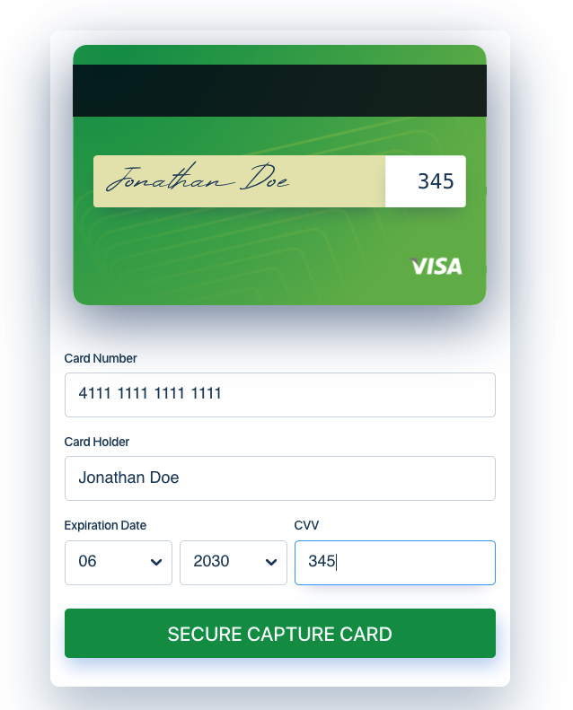 When the user fills in their CVV number, the card flips.