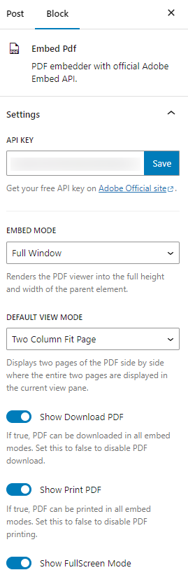 Pdf block controls