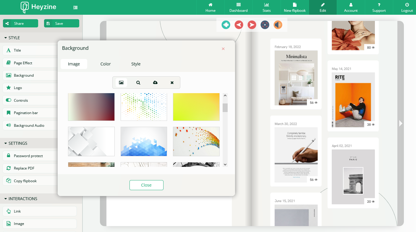Flipbook viewer customization