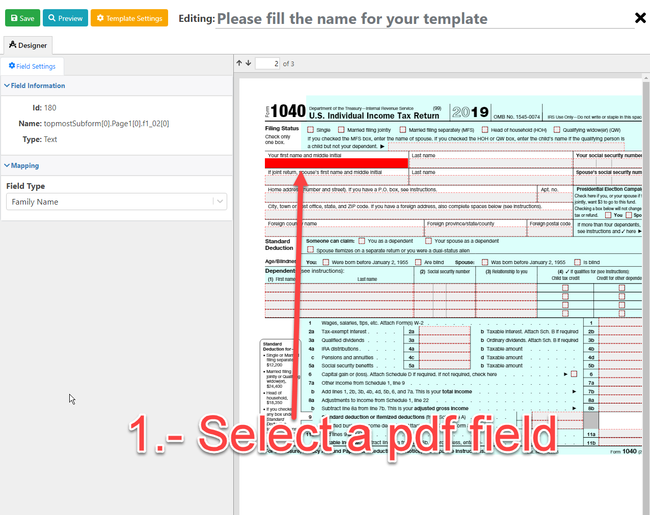 - Just select a field from your pdf
